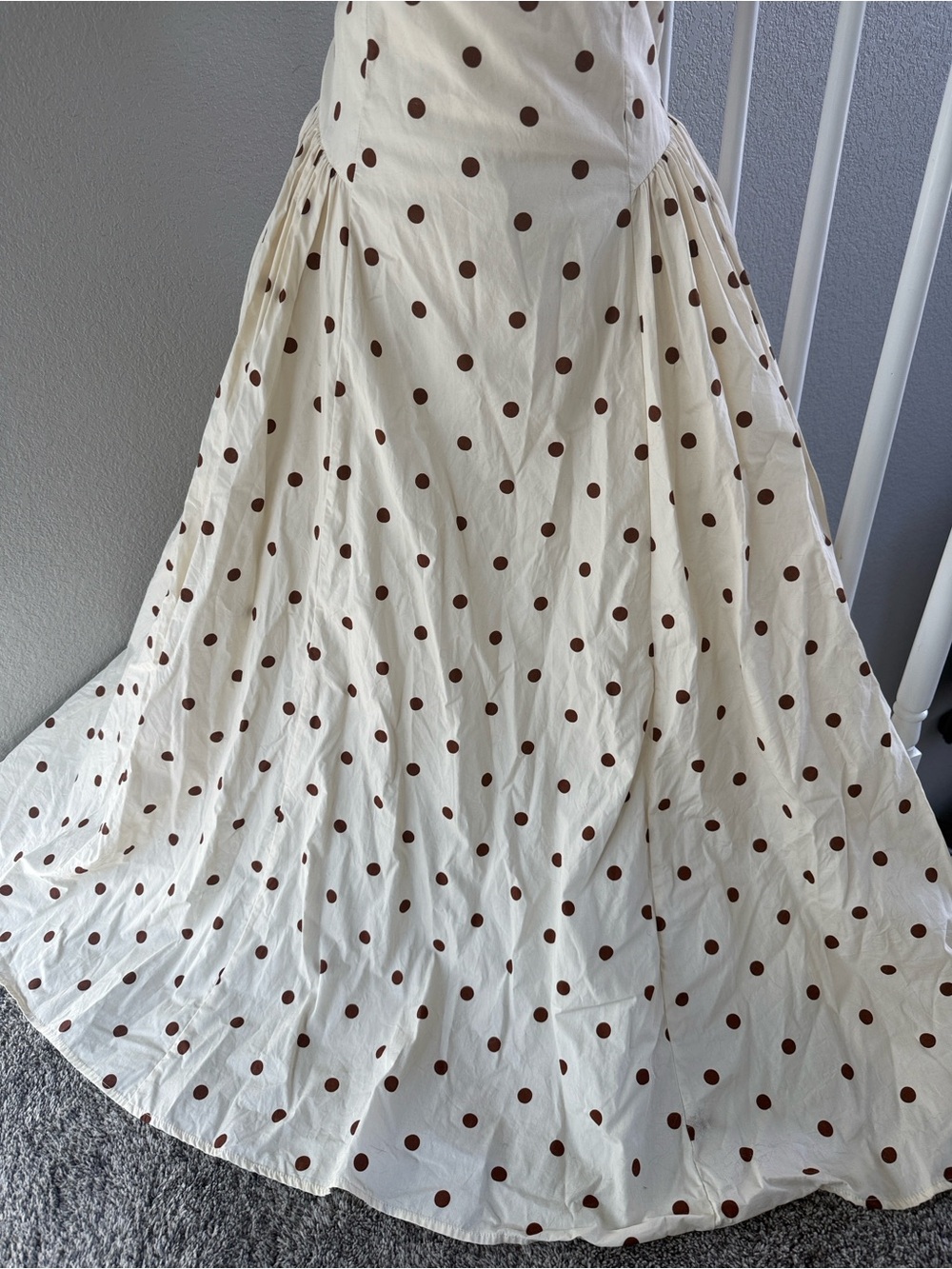 Camila Coelho Cream Maxi Dress with Brown Polka Dots - Picture 5 of 14